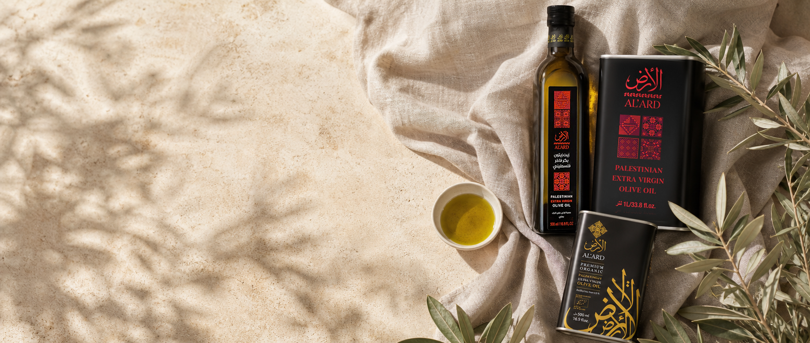 Palestinian extra virgin olive oil and fresh olives