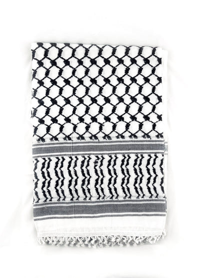 Al'ard Products  Palestinian Black and White Kufiya (Made in Palestine)