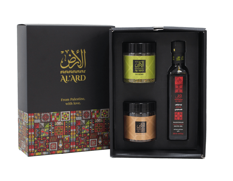 Al'Ard Premium Gift - Extra Virgin Olive Oil - 250ml + Premium Za'atar 150g + Dukkah Blend 150g