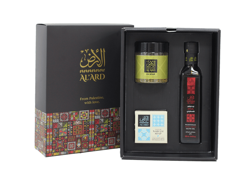 Al'Ard  Premium Gift - Extra Virgin Olive Oil - 250ml + Premium Za'atar 150g + Nabulsi Soap 125g