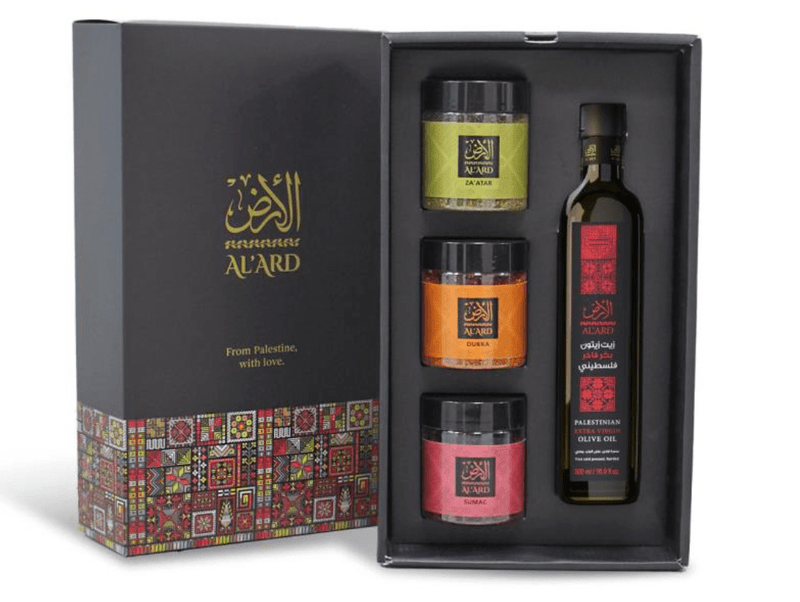 Al'Ard  Premium Gift - Extra Virgin Olive Oil - 500ml + Premium Za'atar 150g + Sumac 150g + Dukkah 150g